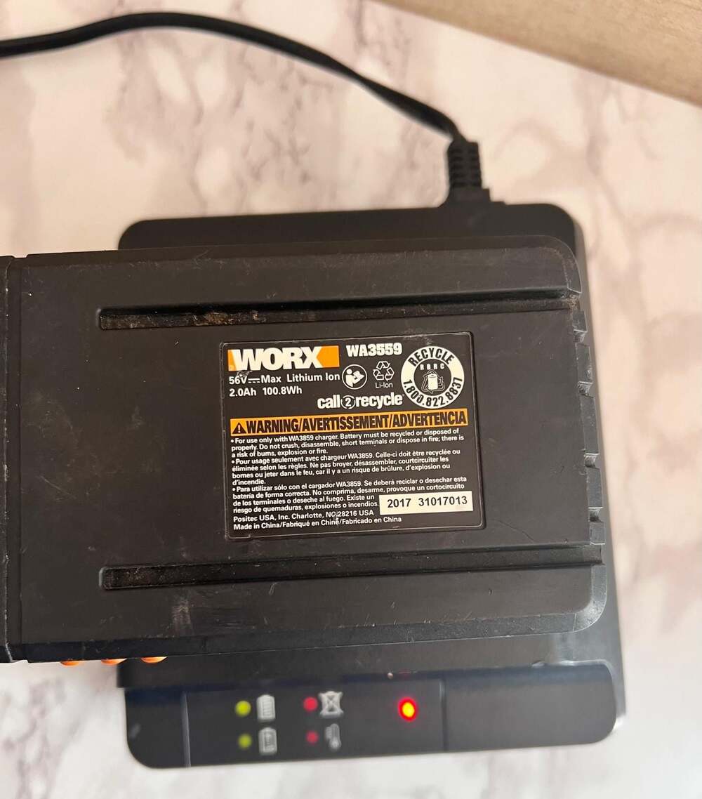 WORX 56V Max Lithium-Ion Battery WA3559 and Charger WA3859 Set - Picture 2 of 10